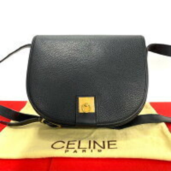 Celine Handbags - Celine leather Shoulder Bag logo ring Black